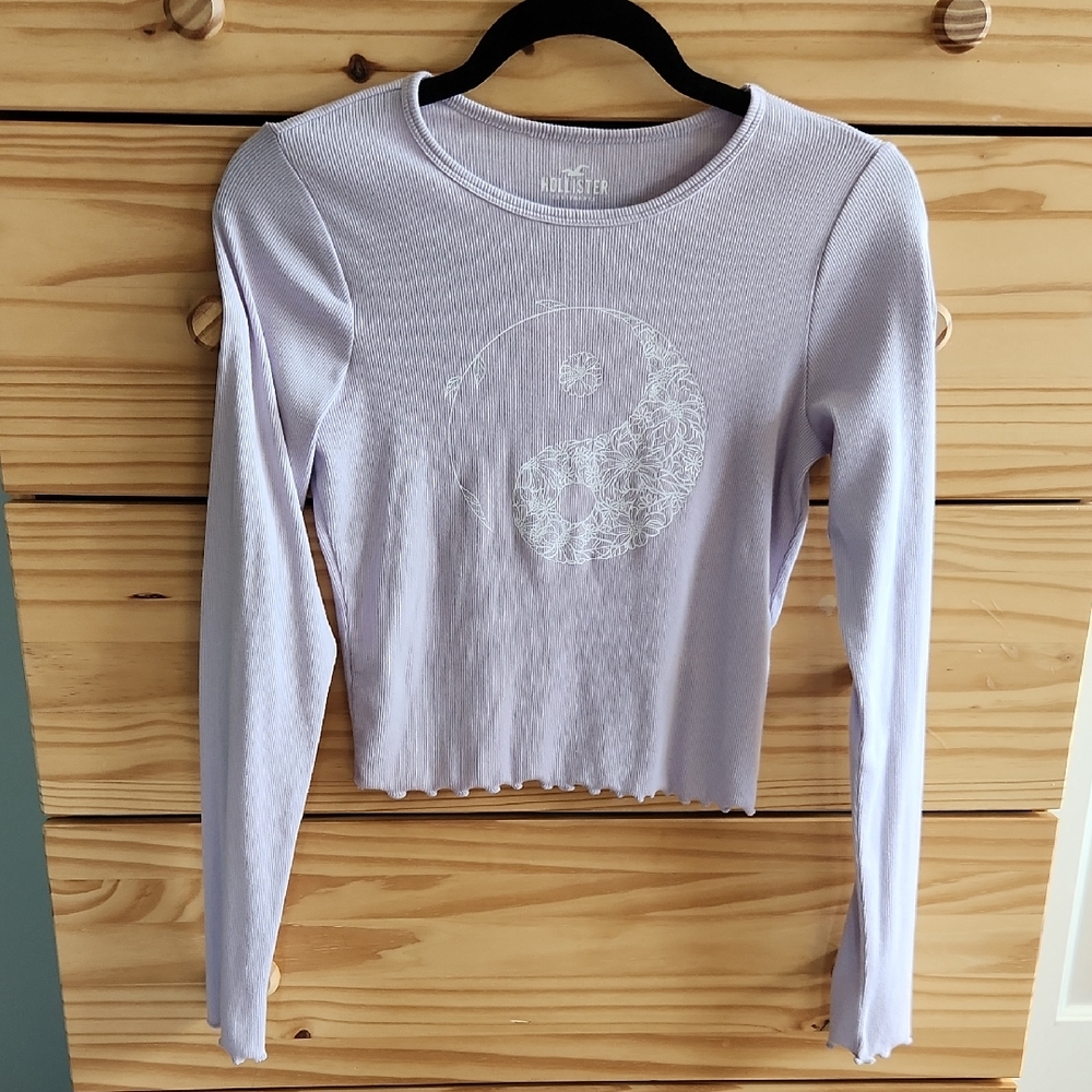Hollister Lavender Long Sleeve Tee with Yin Yang Design